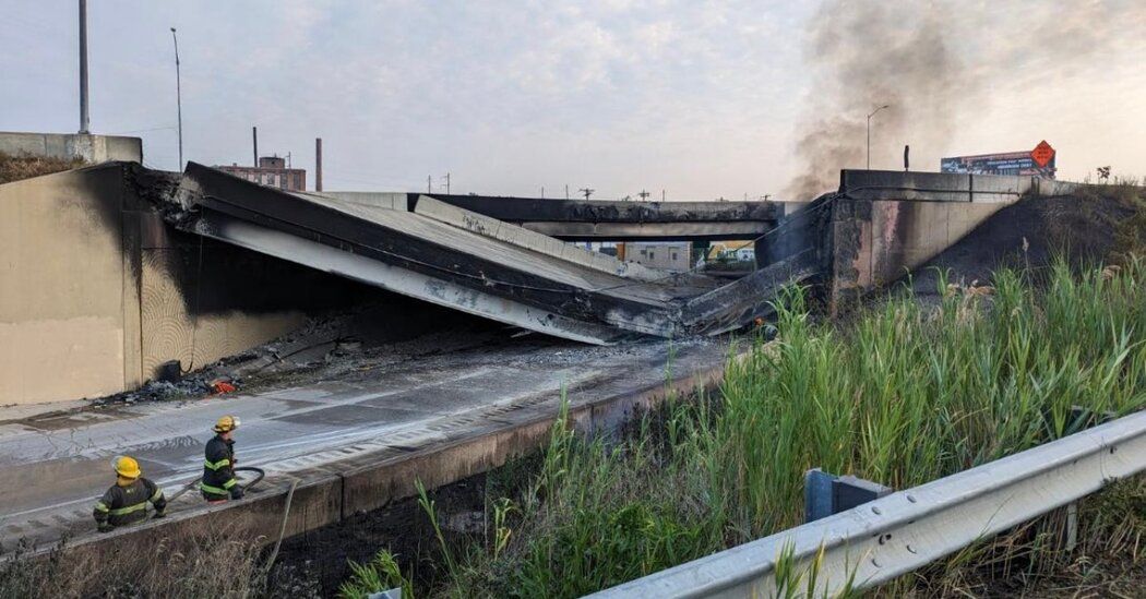 Fire Causes Overpass Collapse and Closes Part of I-95 in Philadelphia