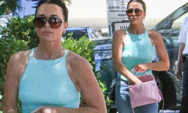 Kyle Richards is seen with her wedding ring on as she heads to lunch