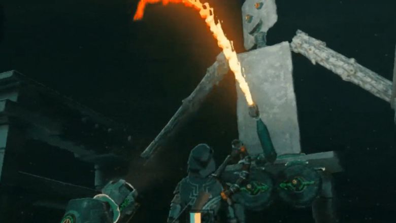 Zelda: Tears of the Kingdom player constructs colossal robot with flamethrower "appendage"