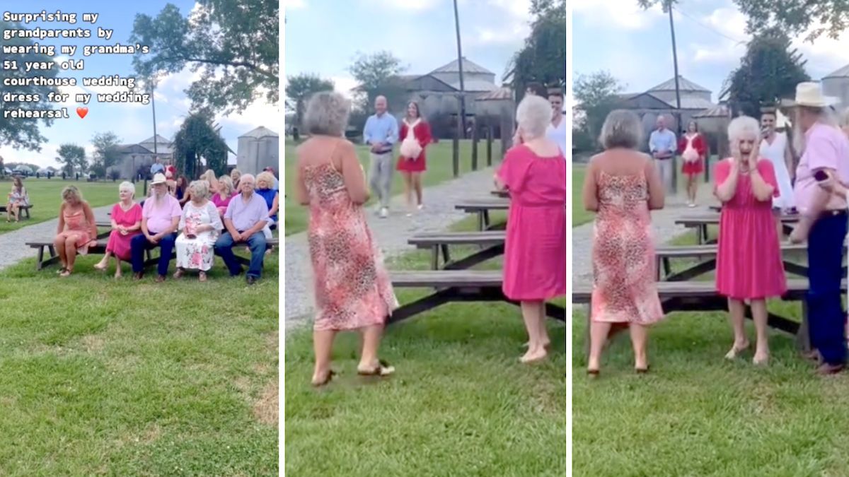 Bride brings grandma to tears by wearing her 1970s courthouse dress to wedding rehearsal: 'So sweet'