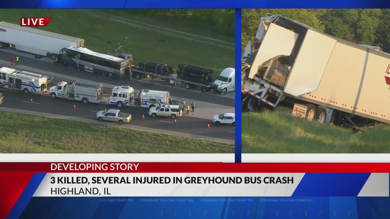 3 killed, several injured in Greyhound bus crash in Highland, Illinois