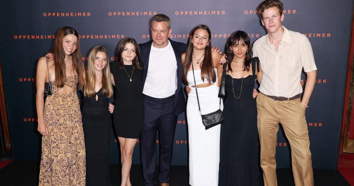 Daddy cool : Matt Damon a emmené ses trois filles (et leurs copines) à l'avant-première d'Oppenheimer à Paris