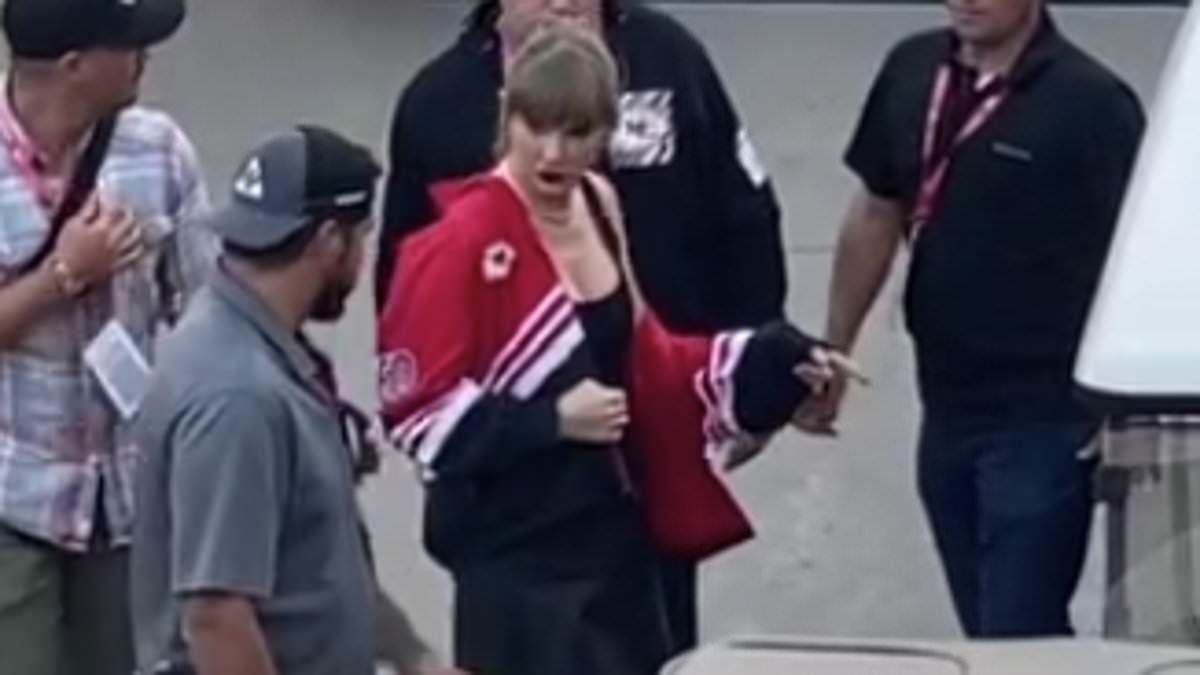 EXCLUSIVE: Taylor Swift arrives at Travis Kelce's game against Broncos and sits next to his mom Donna who 'shaded' her - after being spotted with VERY small entourage