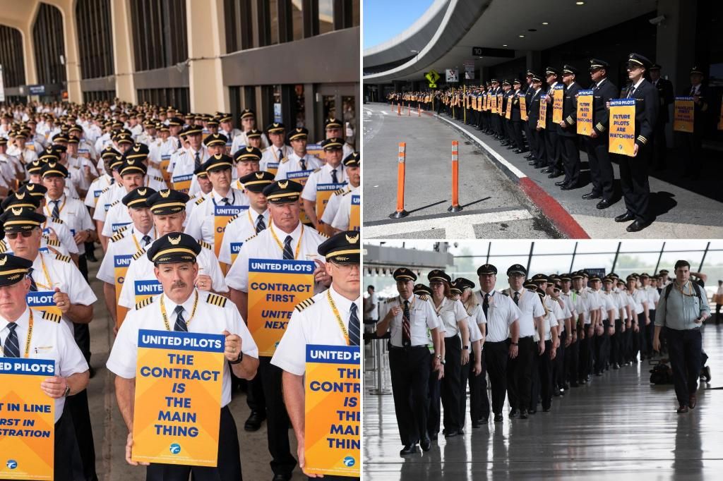 United Airlines pilots picket for for higher pay before travel season