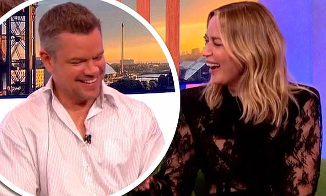 Emily Blunt jokes that Matt Damon is a 'nosy neighbour' on The One Show