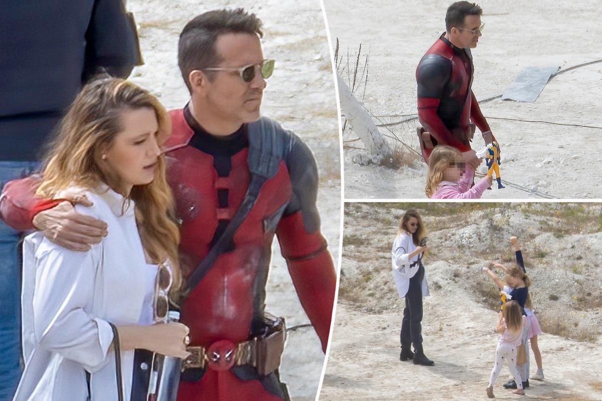 Blake Lively, kids visit Ryan Reynolds on 'Deadpool 3' set in England