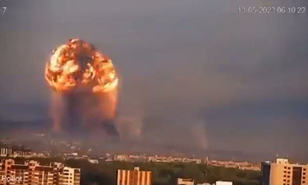 Ukrainian city of Khmelnytskyi rocked by huge explosion causing fireball which 'injured 30 people'