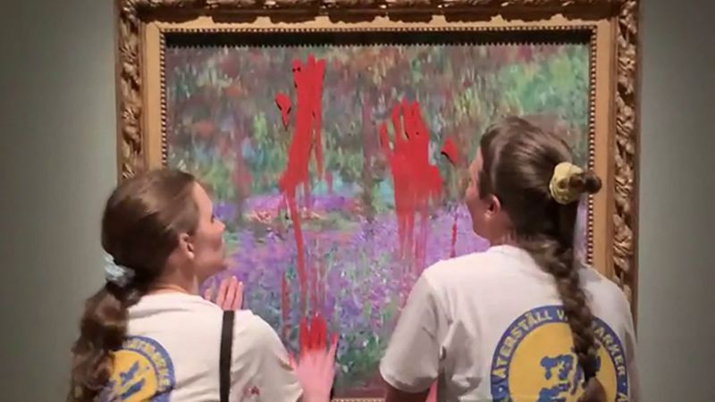 Environment activists smear red paint on Monet painting at Stockholm museum