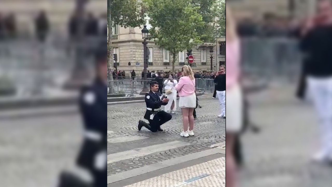 VIDÉO - 14-Juillet : un policier fait sa demande en mariage en marge du défilé sur les Champs-Élysées