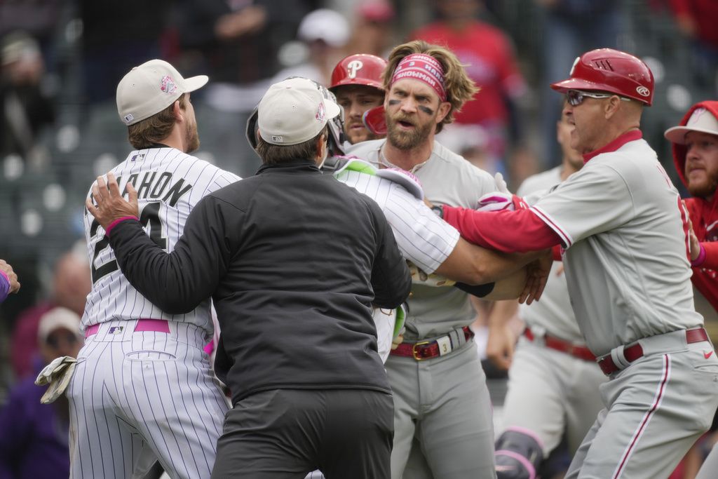 Chaos at Coors Field: Phillies’ Harper, Rockies’ Bird get tossed