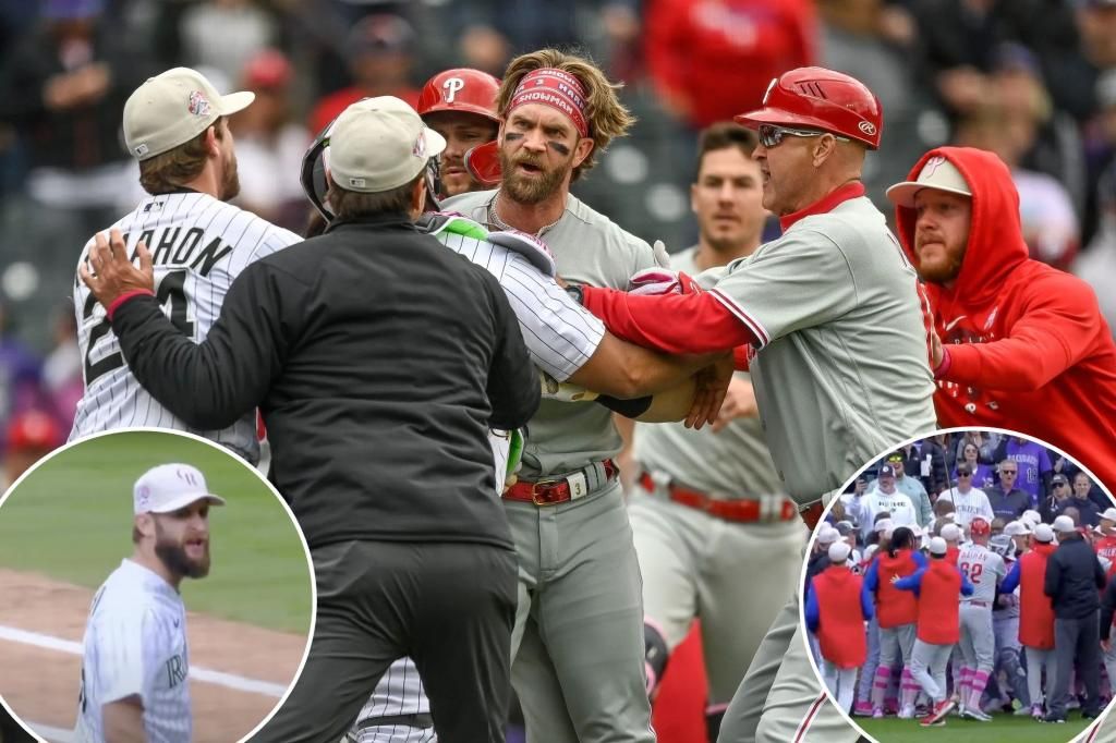 Phillies-Rockies benches clear after Bryce Harper-Jake Bird spat