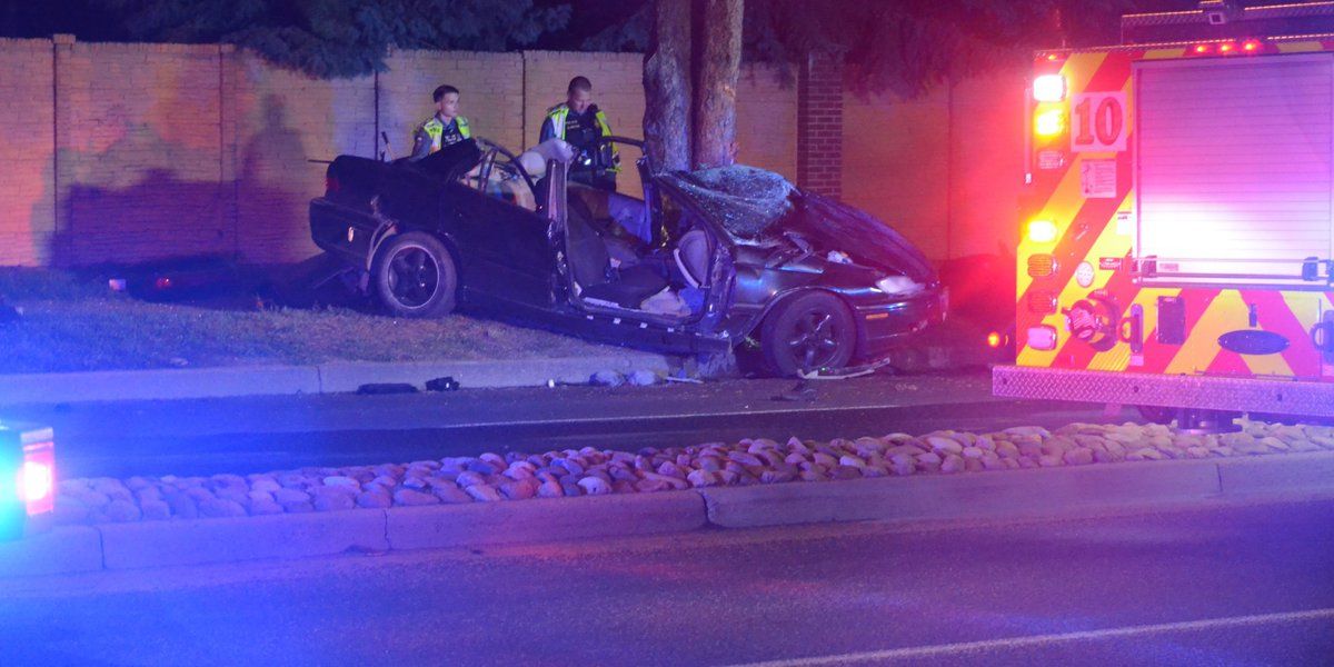 Woman injured after crashing into tree in northeast Colorado Springs