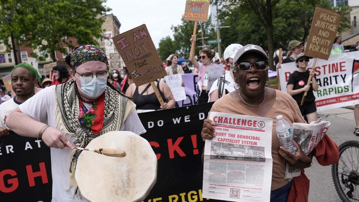 Protesters rally at GOP convention for abortion and immigrant rights, end to war in Gaza