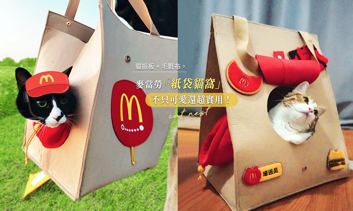 麥當勞推出限量「紙袋貓窩」 ，史上最可愛的外出籠必須拿下