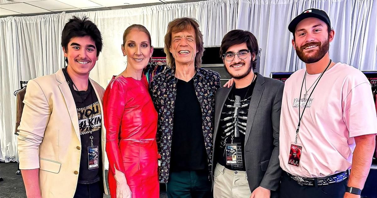 Et pendant ce temps-là, cette photo de Céline Dion, ses trois fils moustachus et Mick Jagger