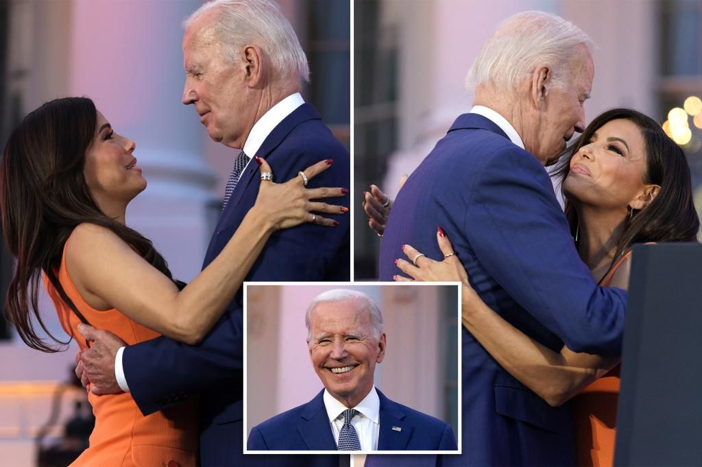 Joe Biden raises eyebrows with 'Flamin' Hot' Eva Longoria hug