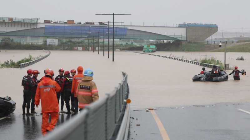 South Korea floods: Rescue teams pull 7 bodies from vehicles trapped in flooded tunnel