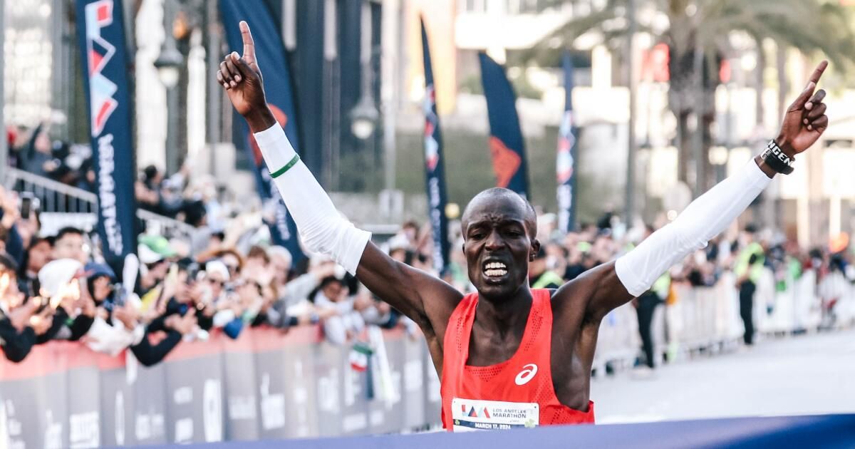 Dominic Ngeno, Stacy Ndiwa celebrate winning 2024 L.A. Marathon