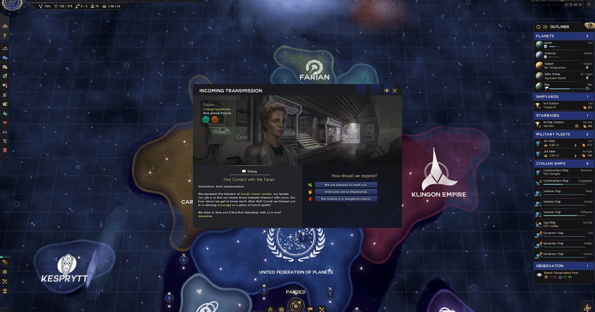 Star Trek: Infinite’s first gameplay glimpse looks like Stellaris: The Next Generation