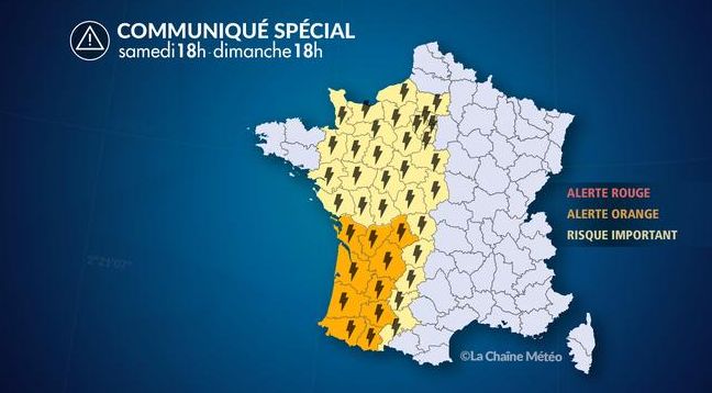 La météo du week-end : de violents orages attendus dans le sud-ouest, dix départements en alerte orange