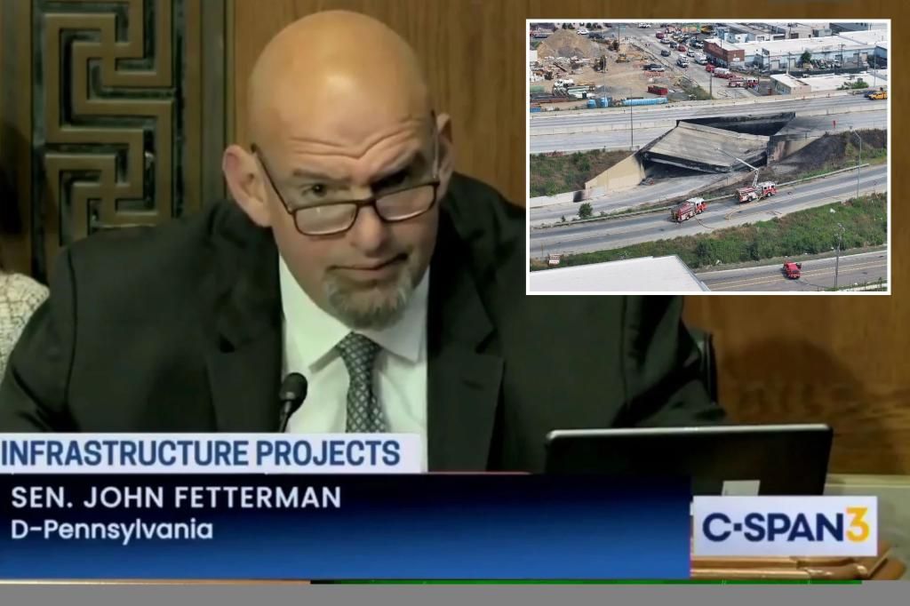 Fetterman stumbles over words during Senate hearing on I-95