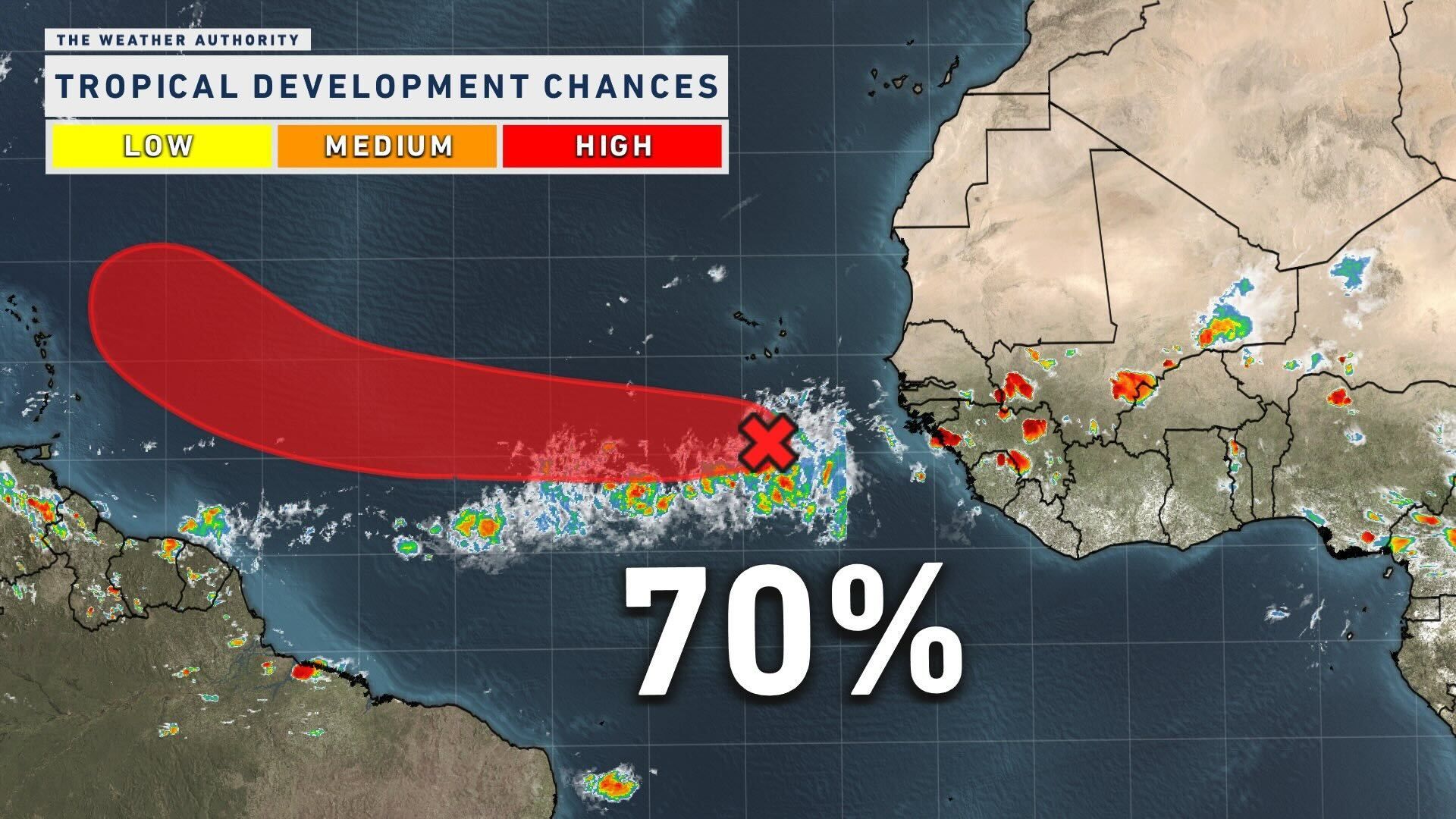 Tropical wave has 70% chance of developing in Atlantic Ocean