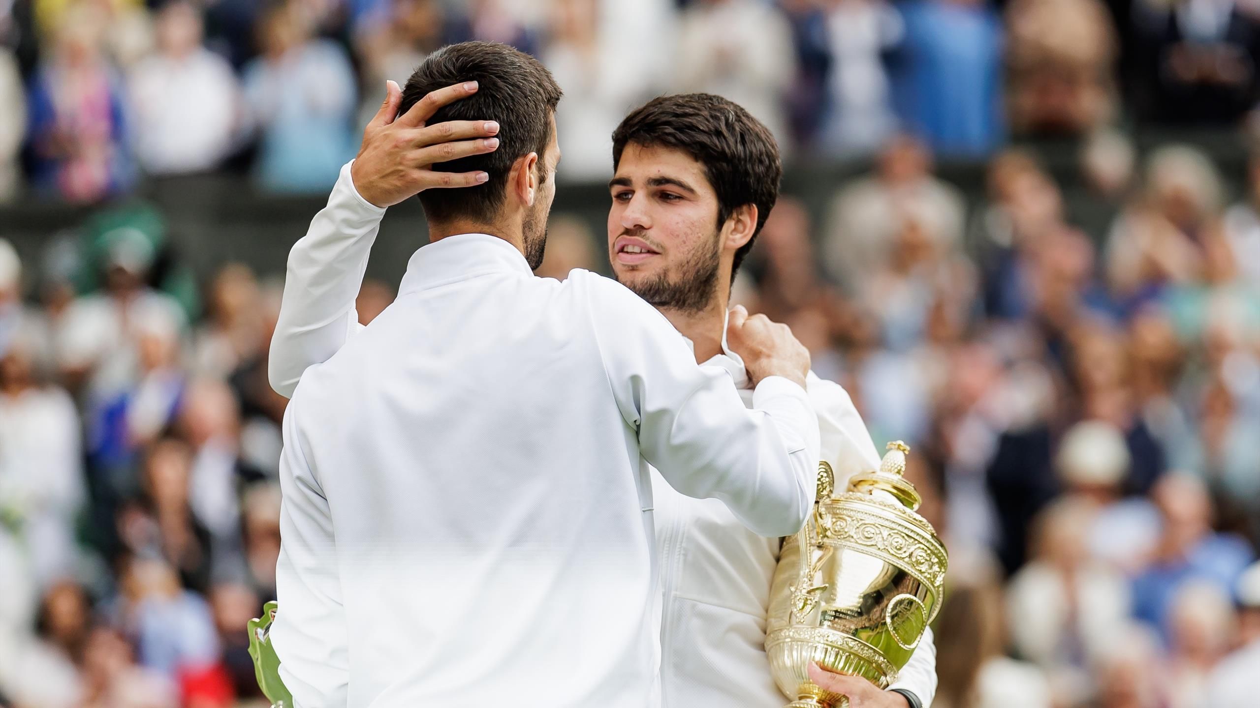 Wimbledon 2023 - Djokovic adoube Alcaraz : "C'est vrai qu'il y a du Roger, Rafa et moi en lui"