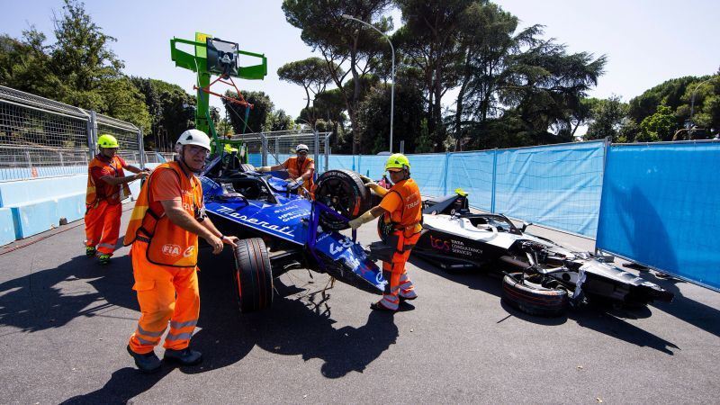 Scary high-speed crash, described as ‘one of … if not, the biggest’ in Formula E, leaves multiple cars unable to continue