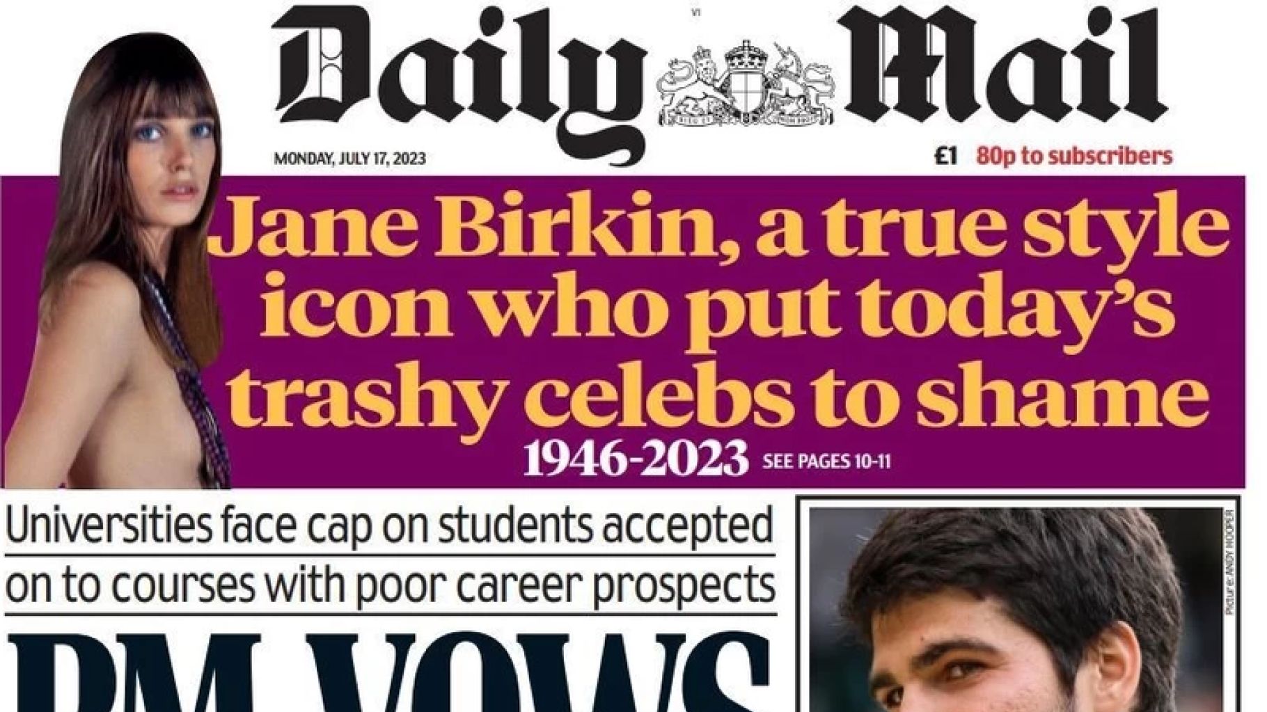 Mort de Jane Birkin : la presse britannique rend hommage à " l’icône française du style "