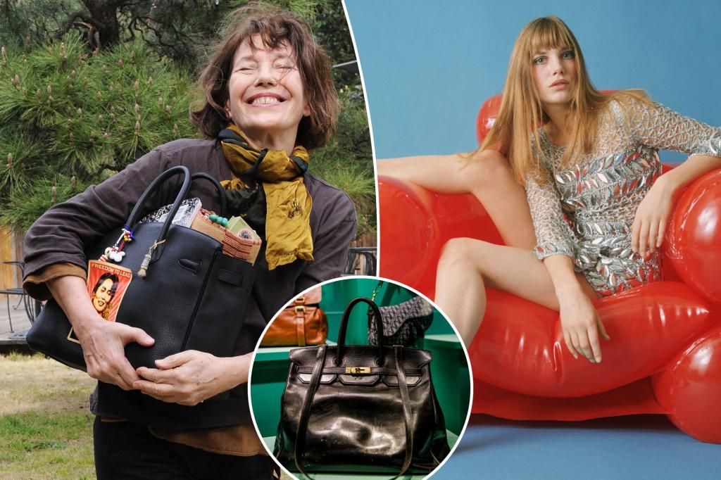 Jane Birkin designed namesake luxury bag on an airplane sick bag