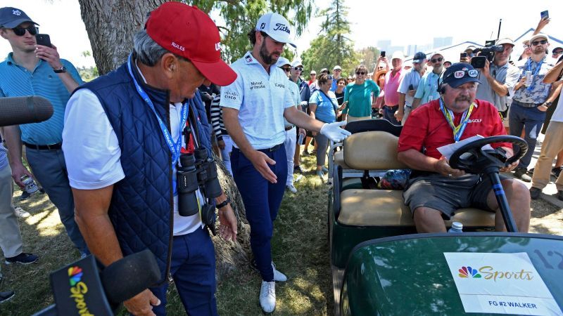 US Open: Cameron Young's tee shot remarkably lands in ball holder of golf cart