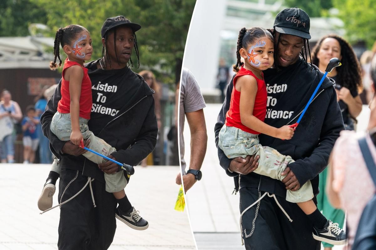 Travis Scott spends quality time with Stormi in London for Father's Day