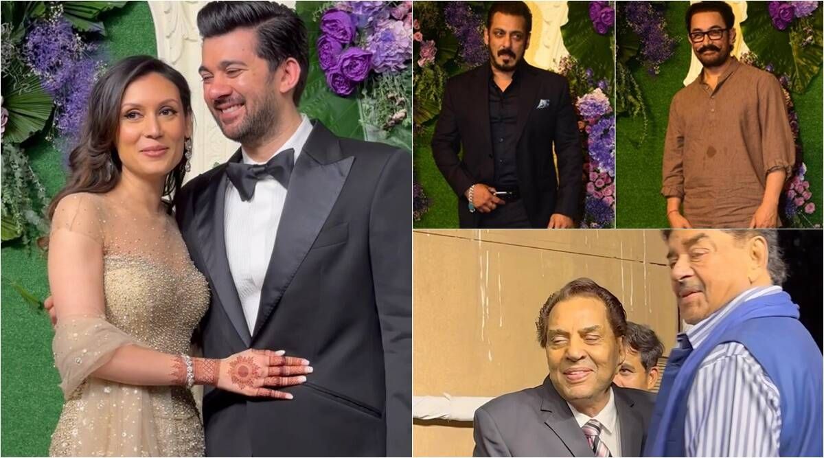 Karan Deol-Drisha Acharya’s wedding reception: Salman Khan, Aamir Khan in attendance; Dharmendra hugs Shatrughan Sinha