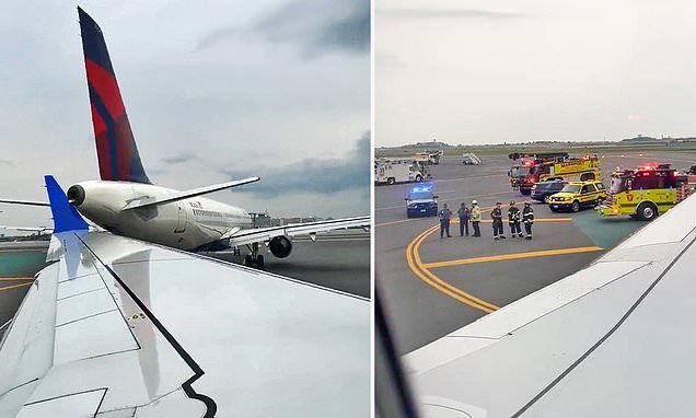 Moment United plane collides with a Delta aircraft on the tarmac at Boston's Logan Airport