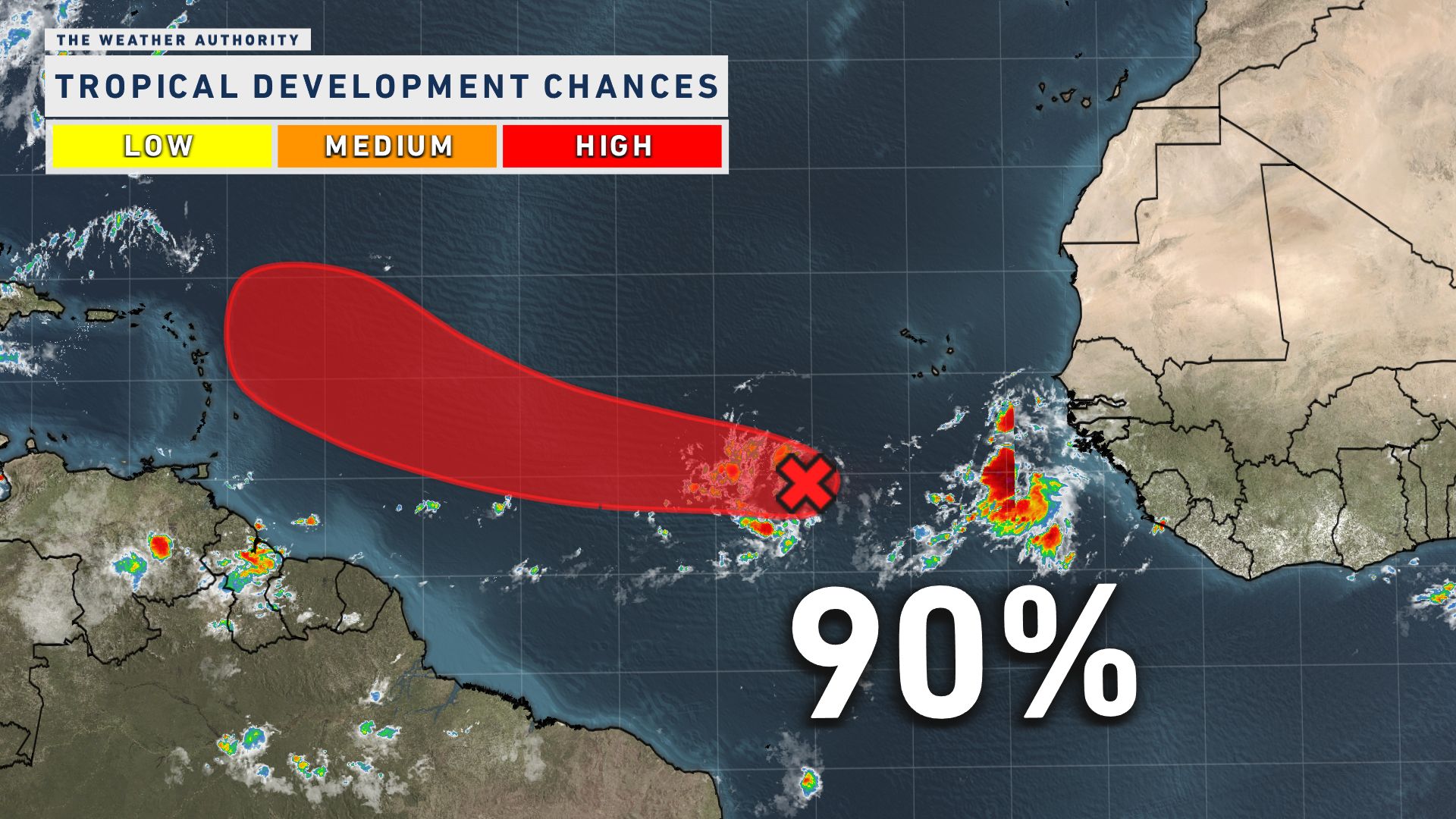 Tropical wave has 90% chance of developing in Atlantic Ocean