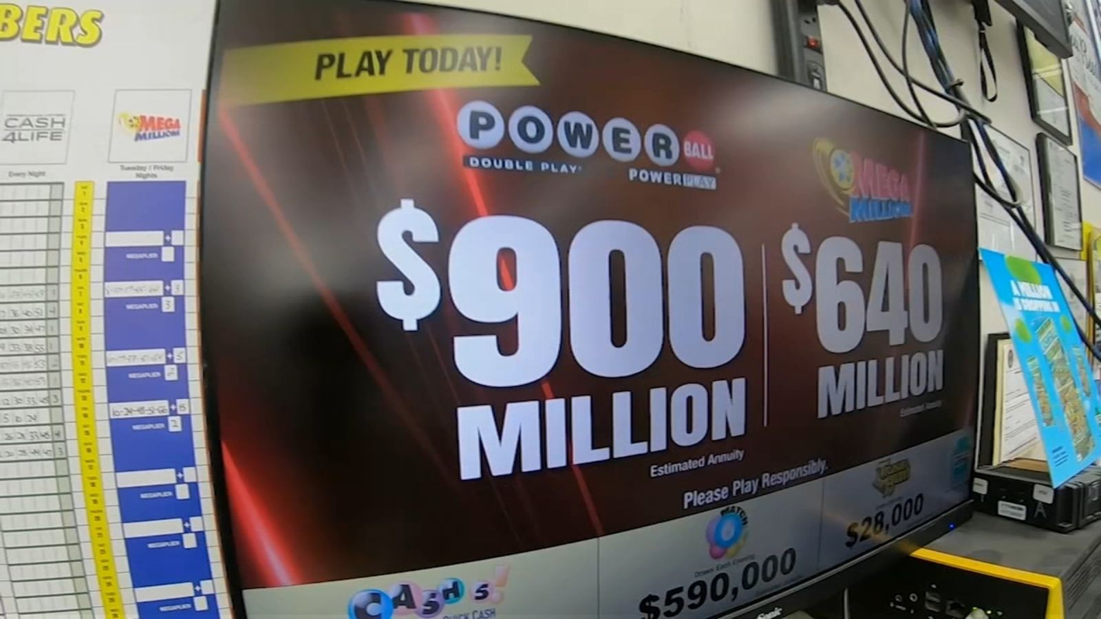 Powerball winning numbers drawing yields no winner; lottery jackpot at $1 billion