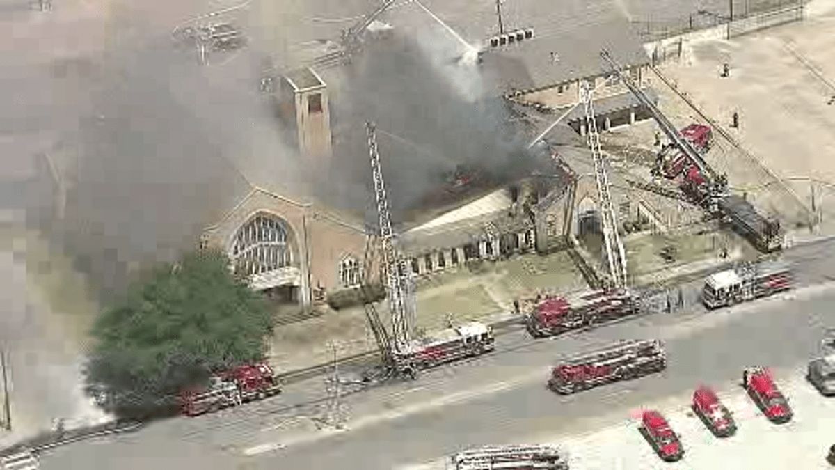 Crews battle fire at Dallas church