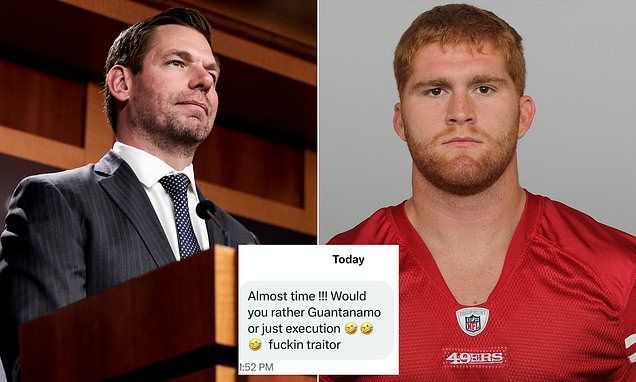 California congressman Eric Swalwell is 'threatened with EXECUTION' by former 49er Bruce Miller