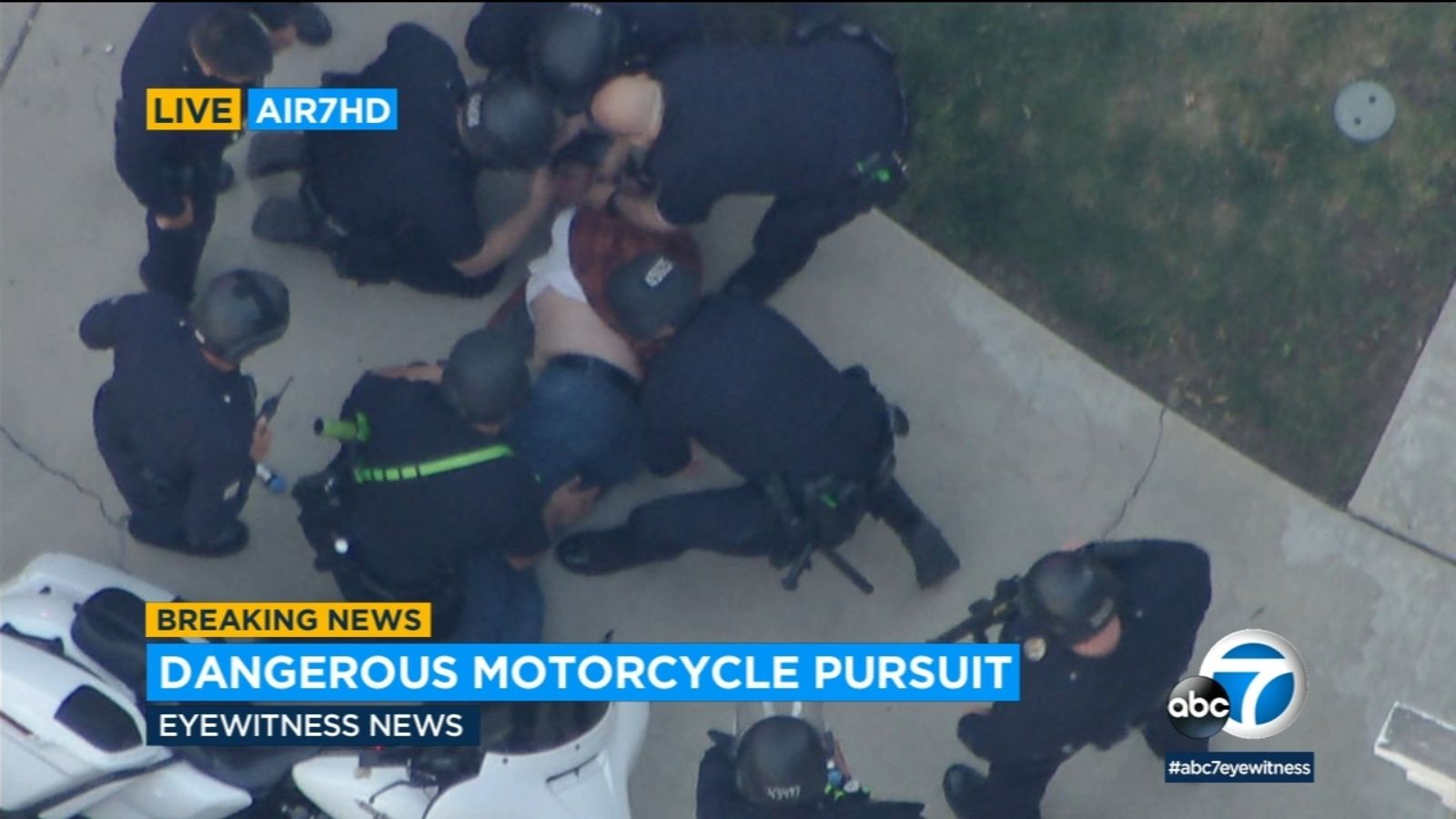 Chase through the San Fernando Valley ends with arrest of motorcyclist