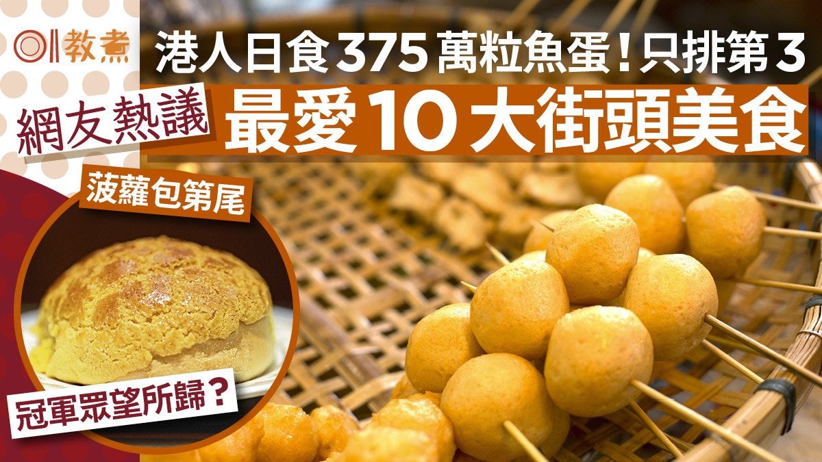 網友熱議10大香港街頭美食 港人日食375萬粒魚蛋只第3 冠軍竟是?