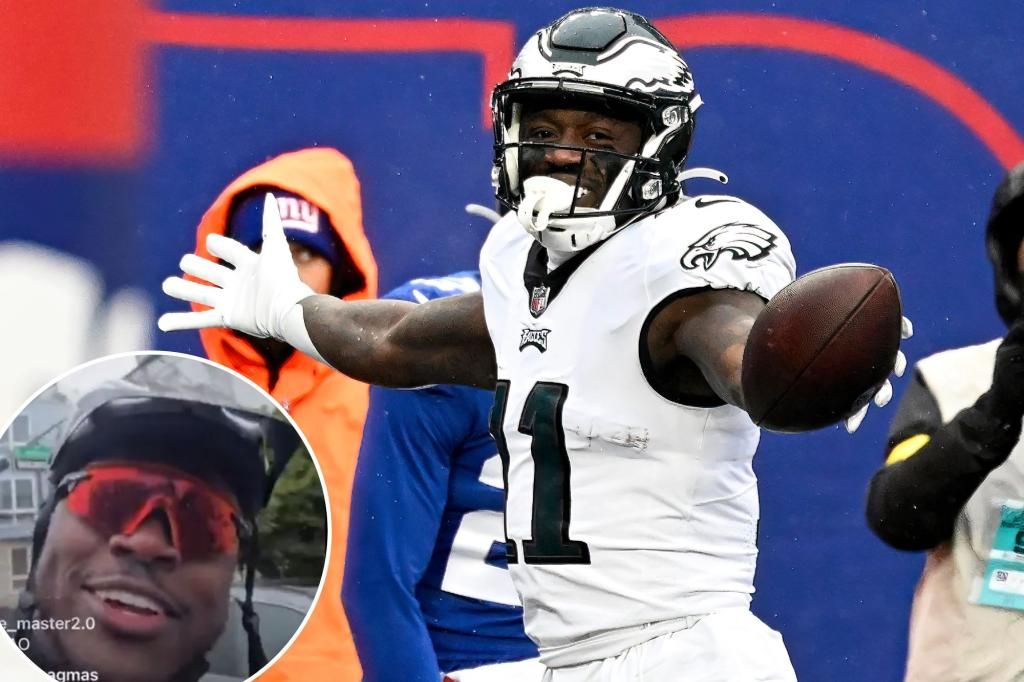 A.J. Brown nearly hit by car during Eagles charity bike event