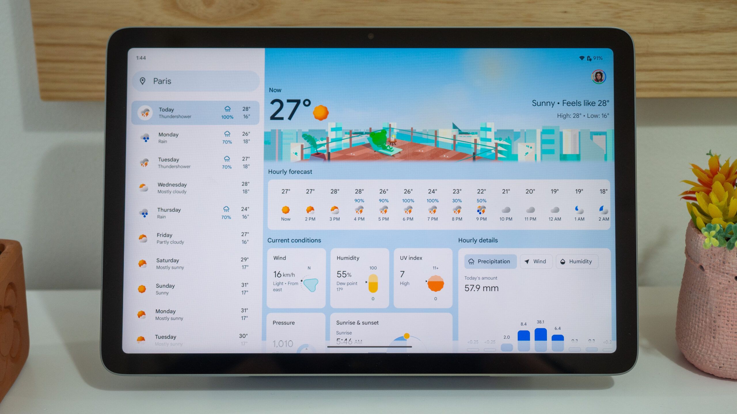 The Pixel Tablet's new Google Weather app is gorgeous