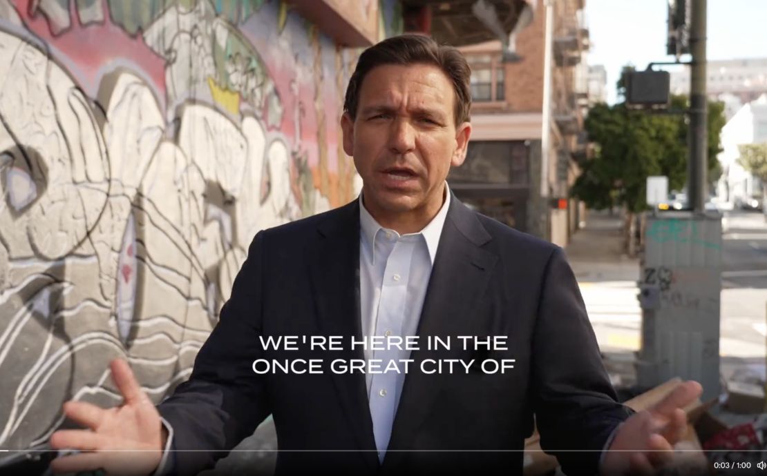 Ron DeSantis Films Campaign Ad on San Francisco Street Corner