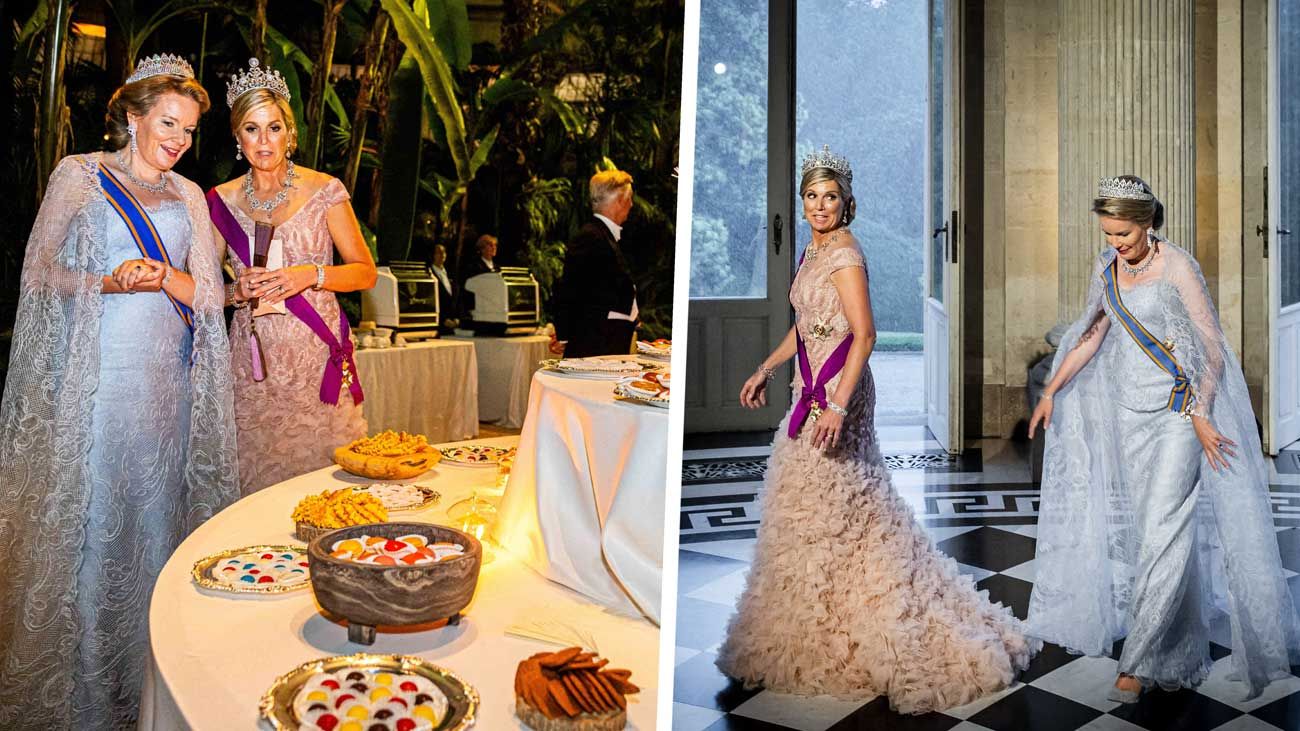 Le banquet d'État en l'honneur des souverains néerlandais se prolonge sous la coupole du Jardin d'hiver des Serres royales de Laeken