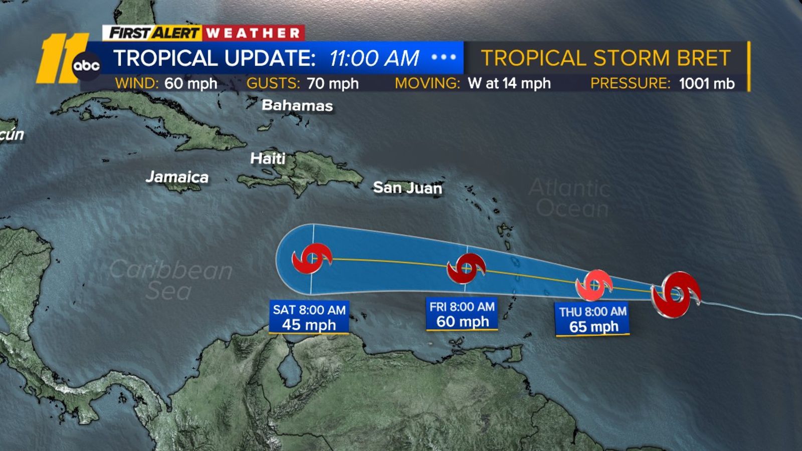 National Hurricane Center: Tropical Storm Bret 2023 continues path to Caribbean