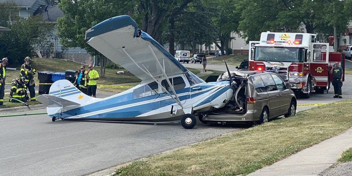 Plane lands on Waunakee road, crashes into minivan