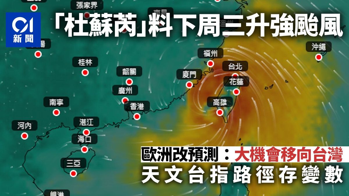 颱風杜蘇芮｜天文台料下周三升級強颱風 是否趨向香港歐洲改預測