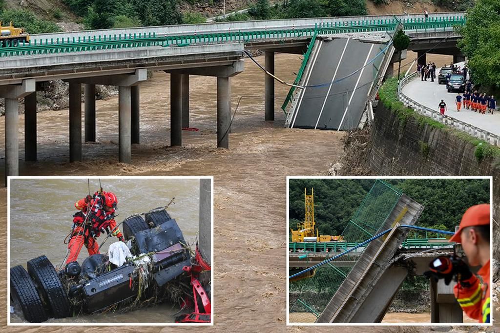 12 dead as raging floods destroy bridge in Taiwan, sending cars into river