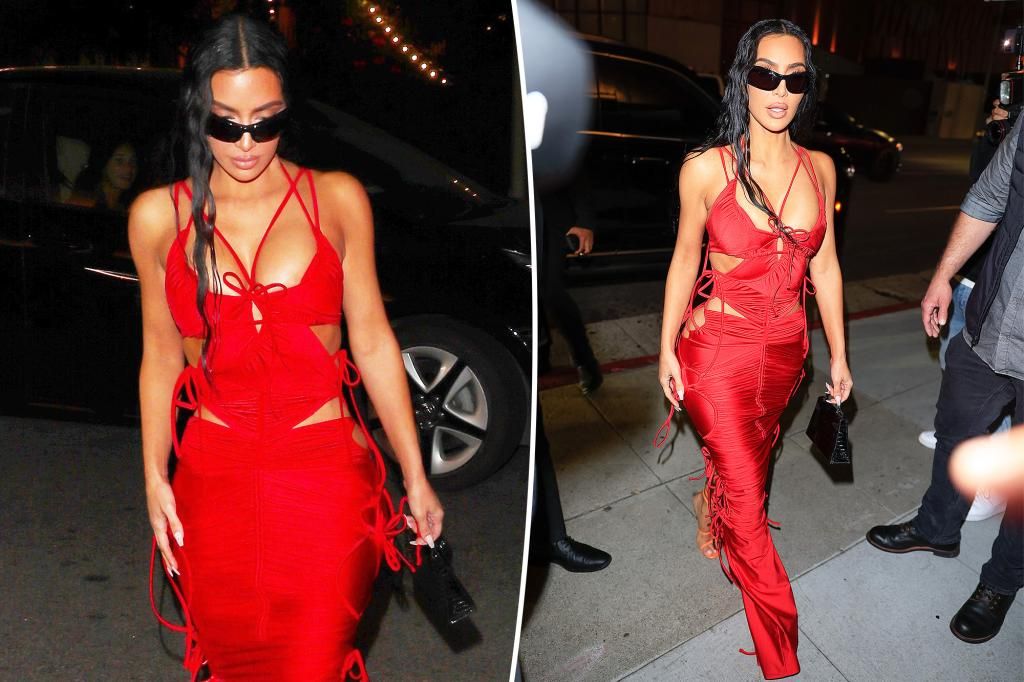 Kim Kardashian sizzles in red dress for her 43rd birthday party