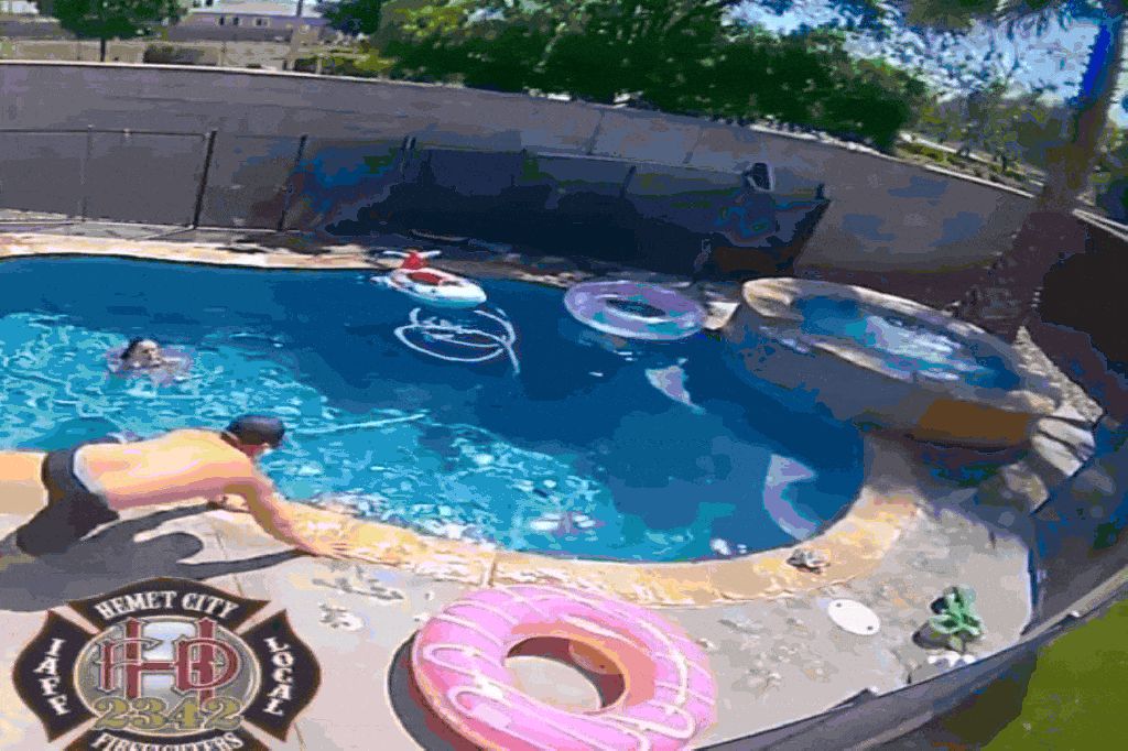 California first responder saves 1-year-old son from drowning in pool: video